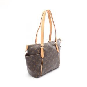 Louis Vuitton Leather Tote Monogram Bag Brown Canvas Totally